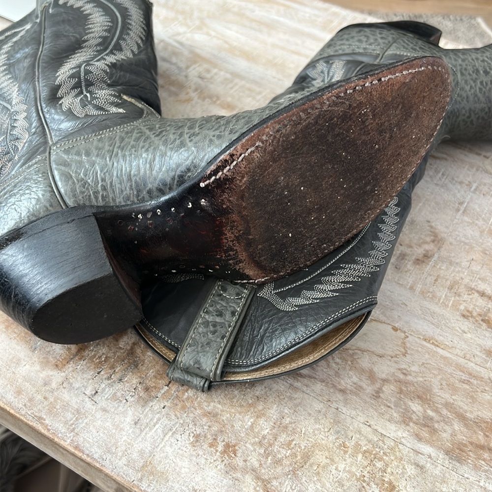 Justin Men’s Western Cowboy Boots {Grey Bullhide} 9.5D - Picture 6 of 12